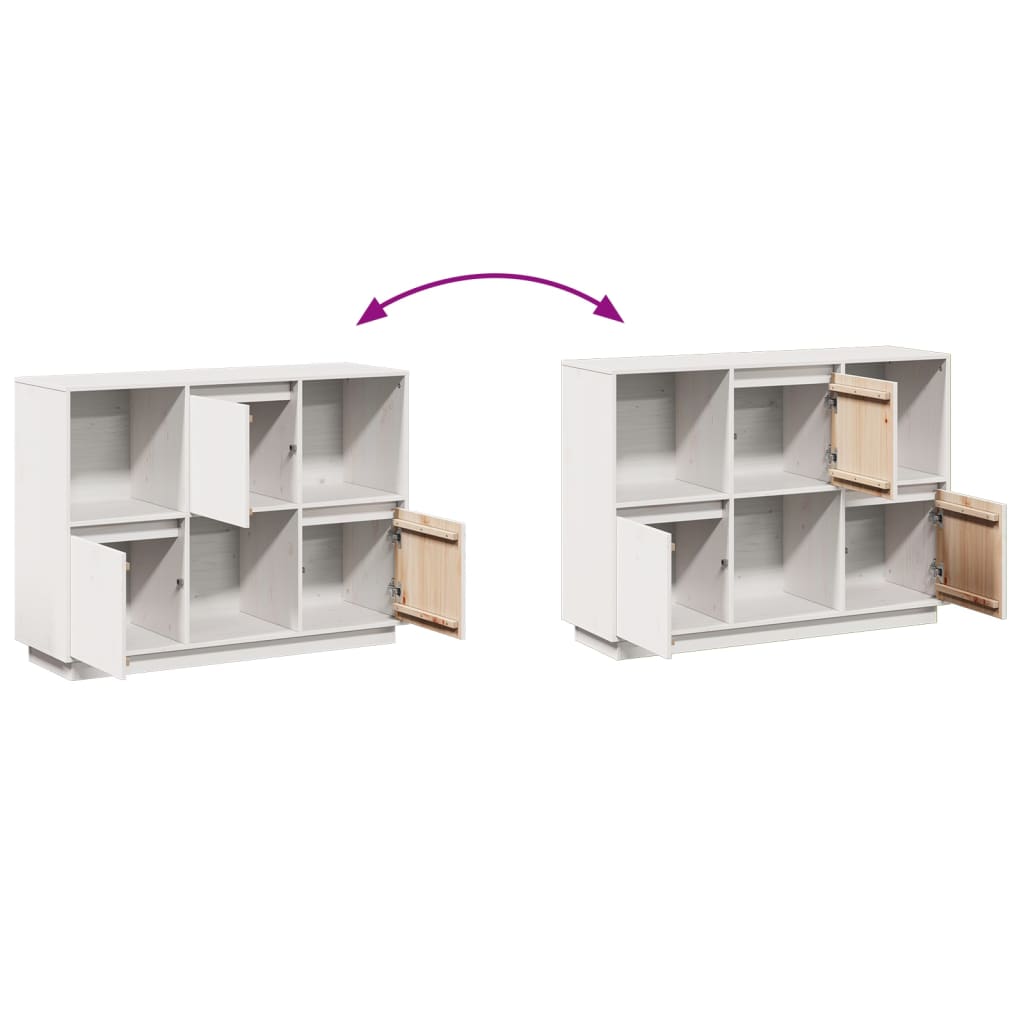 Skänk Vit 110,5x35x80 cm massiv furu