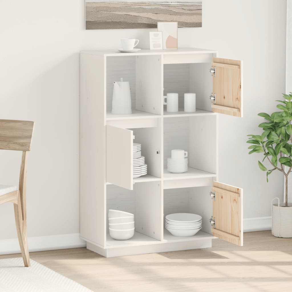 Skåp Vit 74x35x117 cm massiv furu