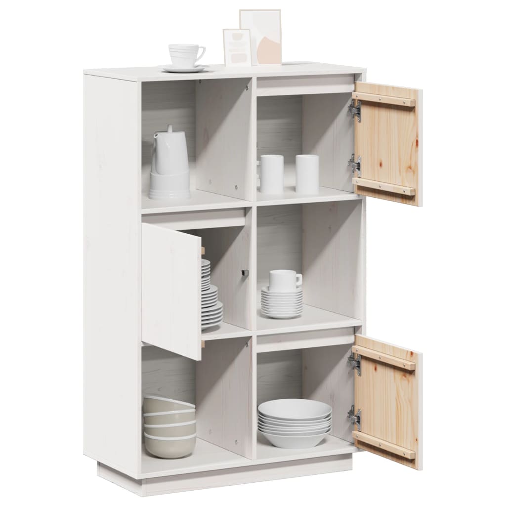 Skåp Vit 74x35x117 cm massiv furu
