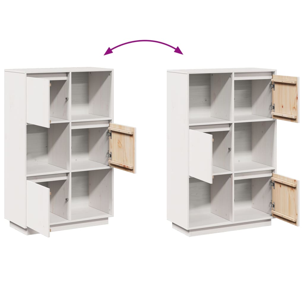 Skåp Vit 74x35x117 cm massiv furu