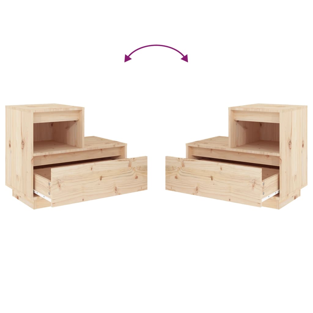 Sängbord 2 st 60x34x51 cm massiv furu