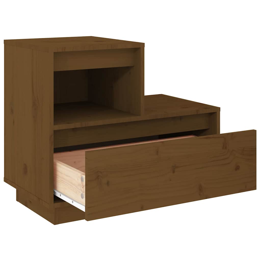 Sängbord 2 st honungsbrun 60x34x51 cm massiv furu