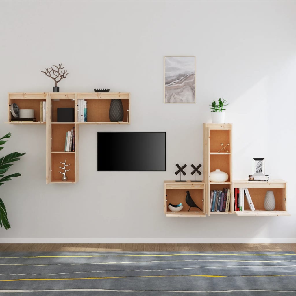 XXXXX TV-Möbel Trä TV-Bänk 6 st massiv furu