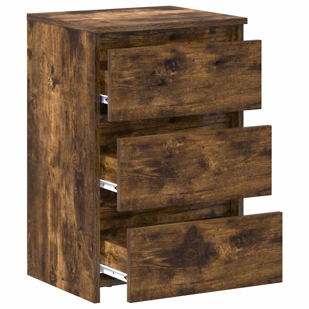 Sängbord 2 st rökfärgad ek 40x35x62,5 cm konstruerat trä