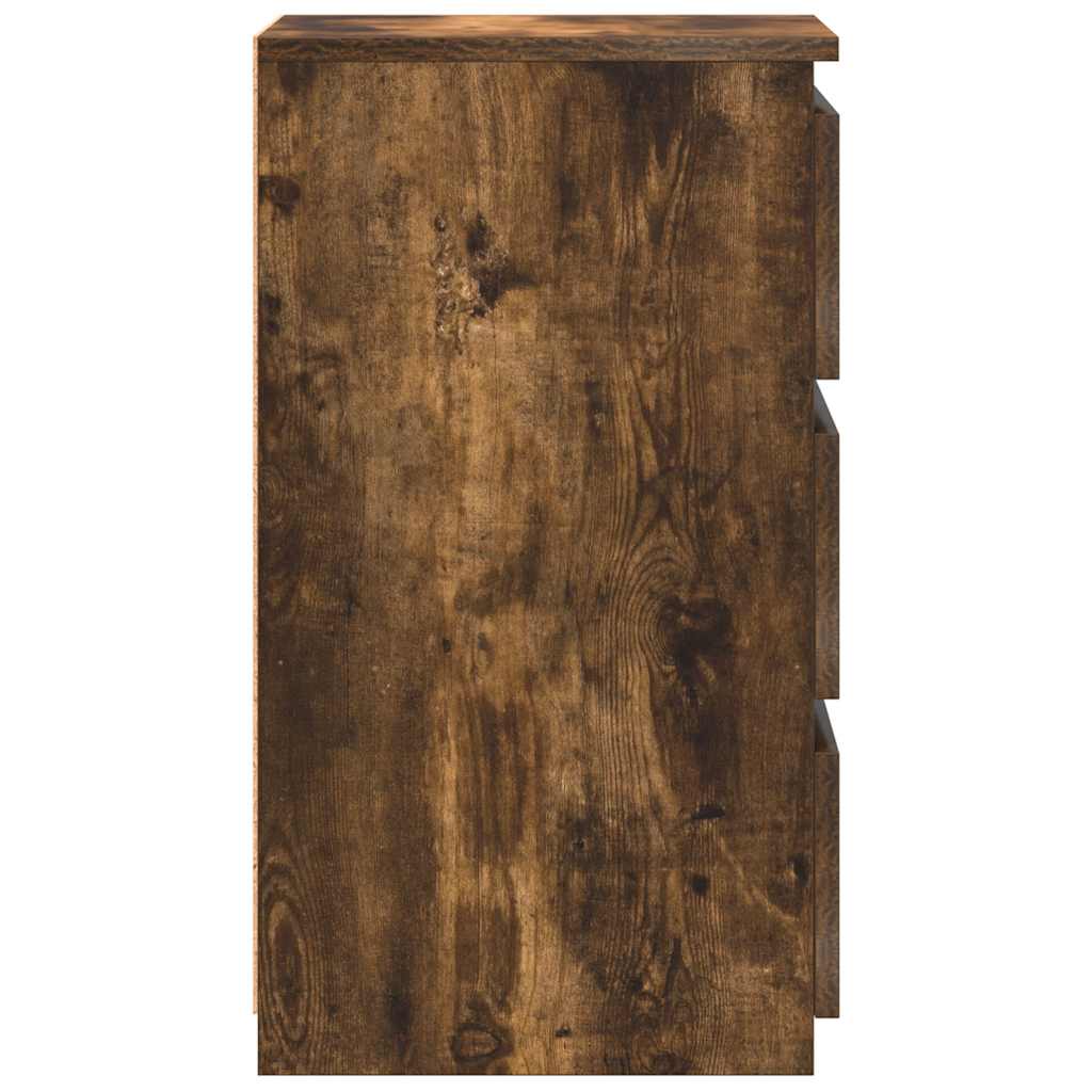 Sängbord 2 st rökfärgad ek 40x35x62,5 cm konstruerat trä