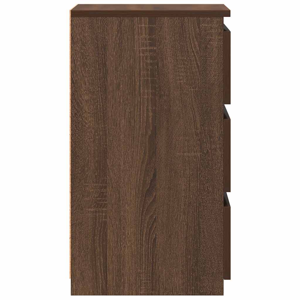 Sängbord 2 st brun ek 40x35x62,5 cm konstruerat trä