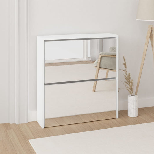 Skoställ Högglans Vit Skoskåp med 2 skåp 63x17x67 cm