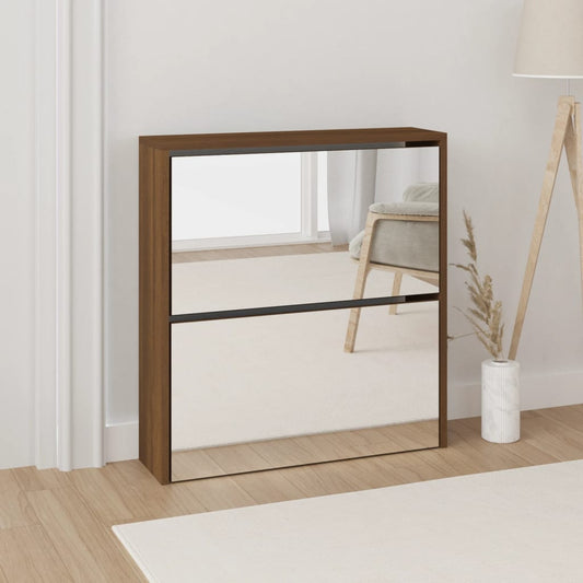 Skoställ Brun Ek Skoskåp med 2 skåp 63x17x67 cm