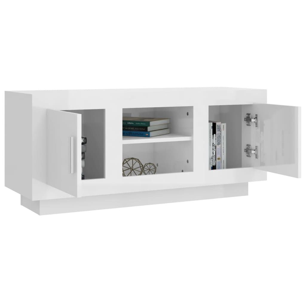 TV-skåp vit högglans 102x35x45 cm konstruerat trä
