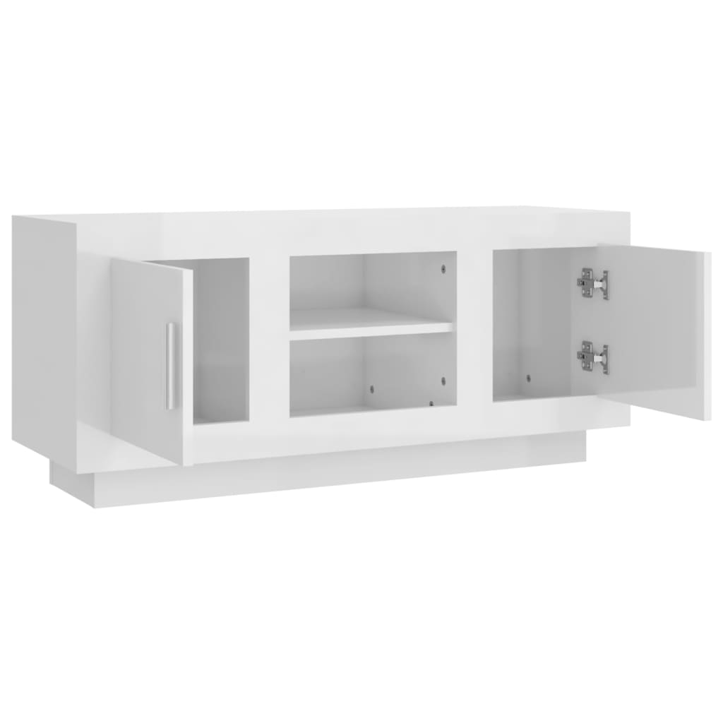TV-skåp vit högglans 102x35x45 cm konstruerat trä