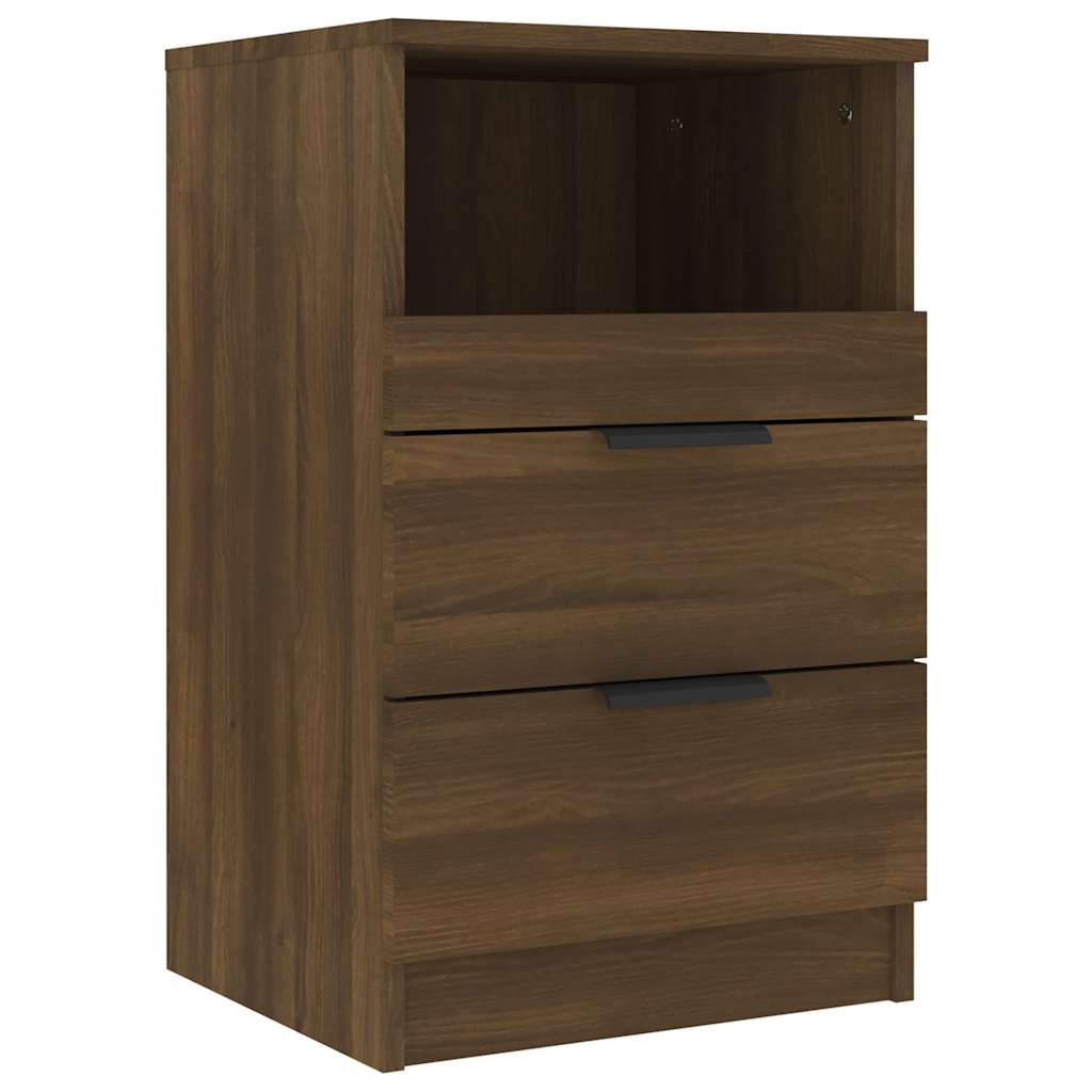 Sängbord 2 st brun ek konstruerat trä