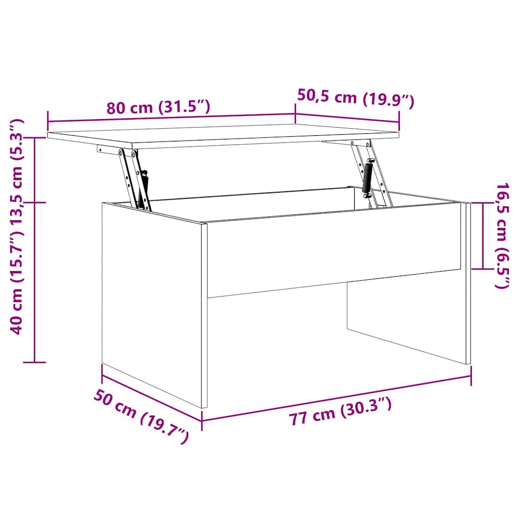 Soffbord Högglans Vit 80x50,5x41,5 cm