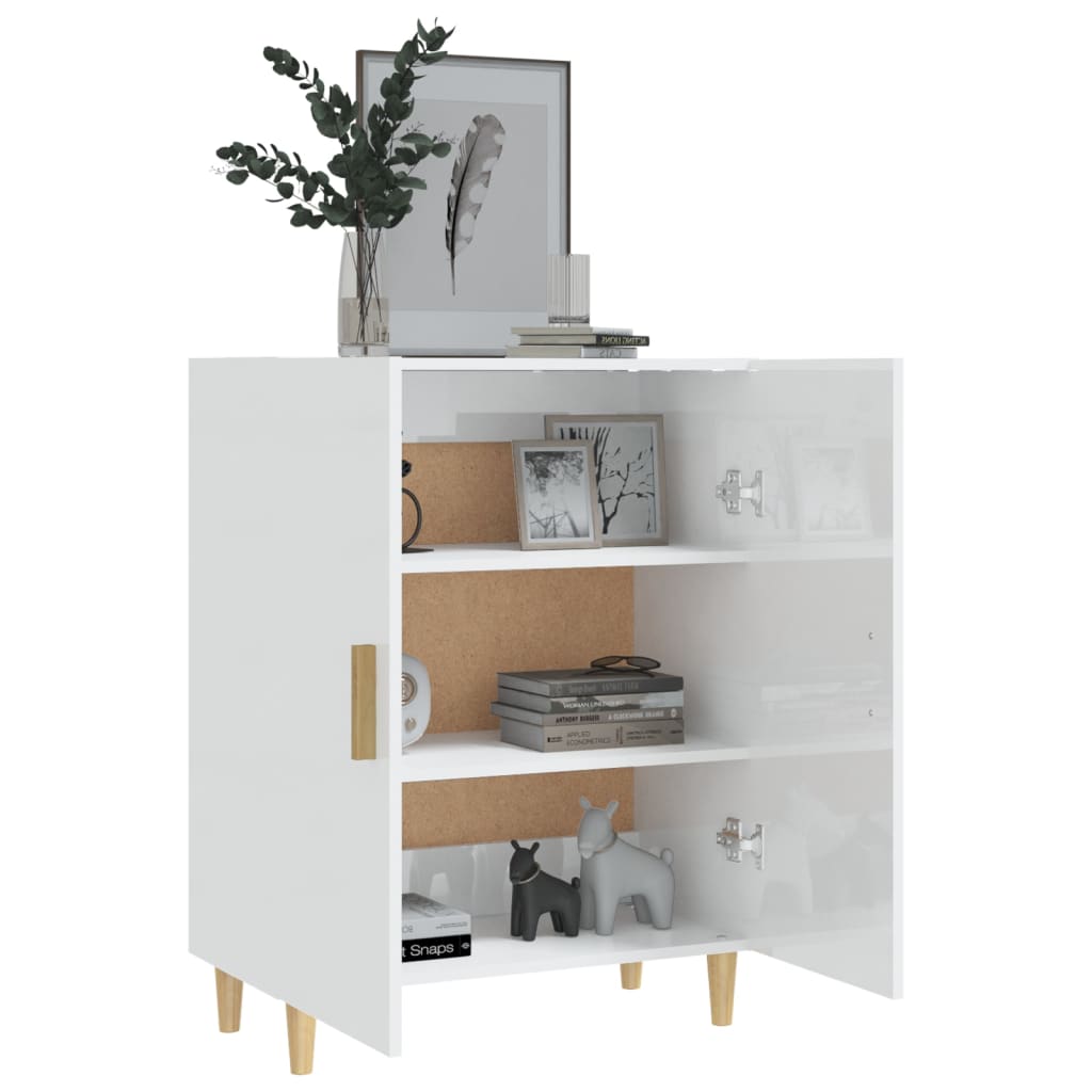 Skåp vit högglans 70x34x90 cm konstruerat trä
