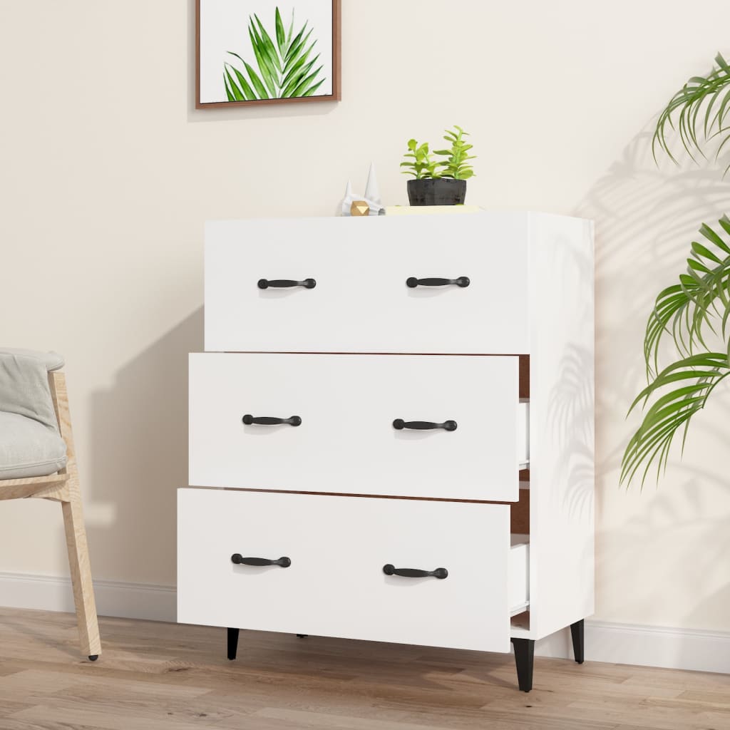 Skåp vit 69,5x34x90 cm konstruerat trä