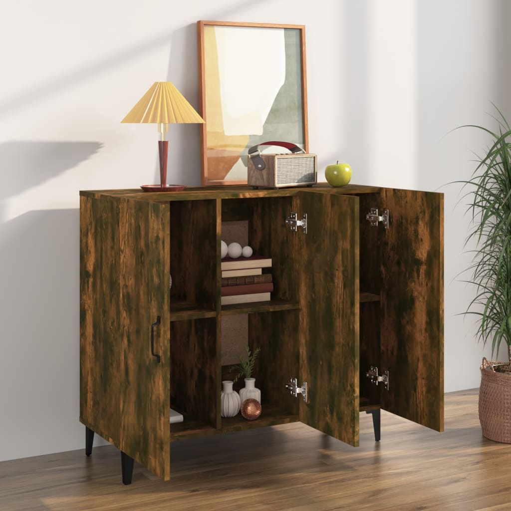 Byrå rökfärgad ek 90x34x80 cm konstruerat trä