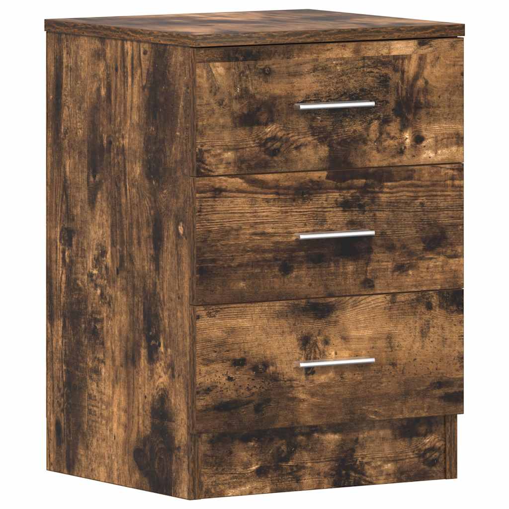 Sängbord 2 st rökfärgad ek 38x35x56 cm konstruerat trä