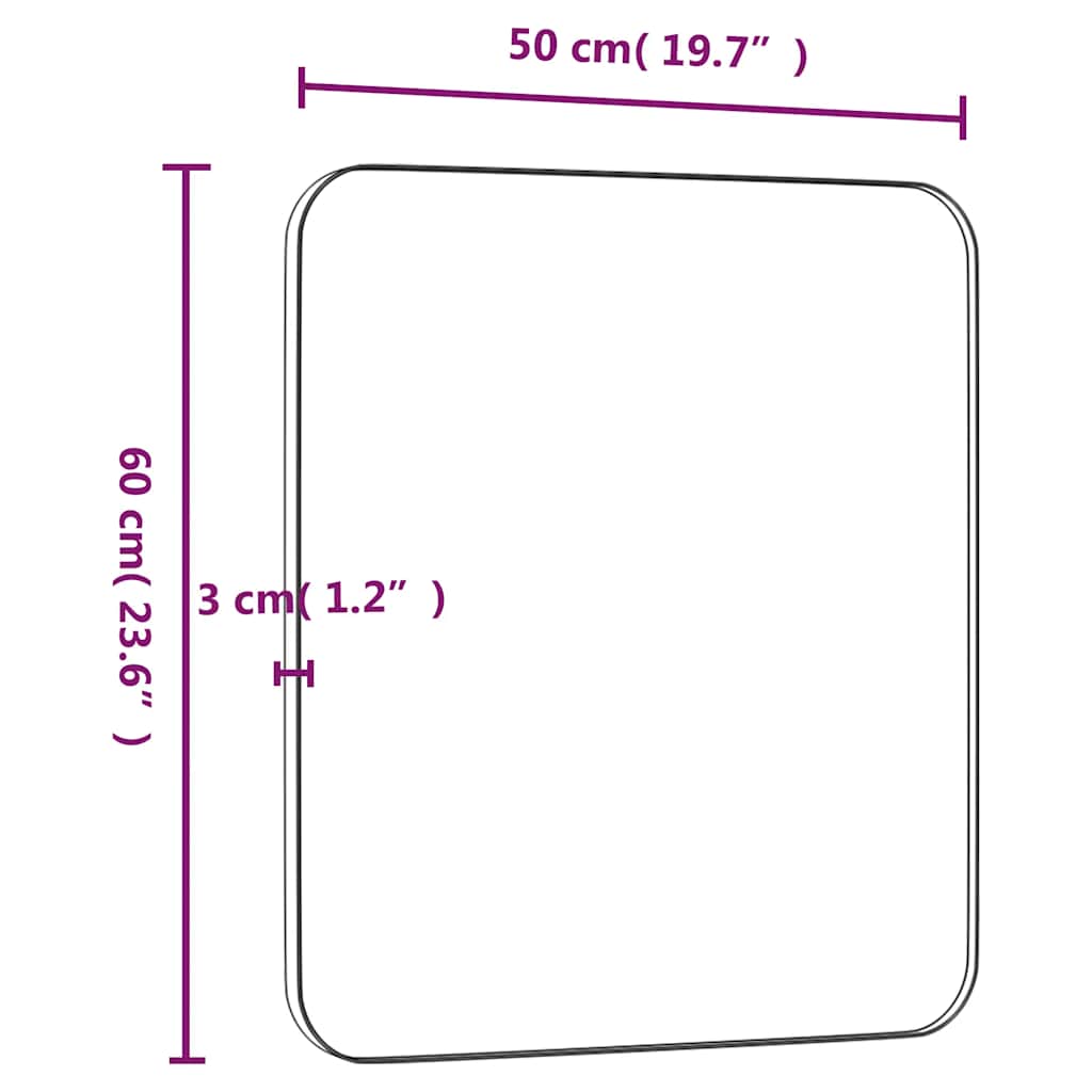 Väggspegel Svart 50x60 cm rektangulär