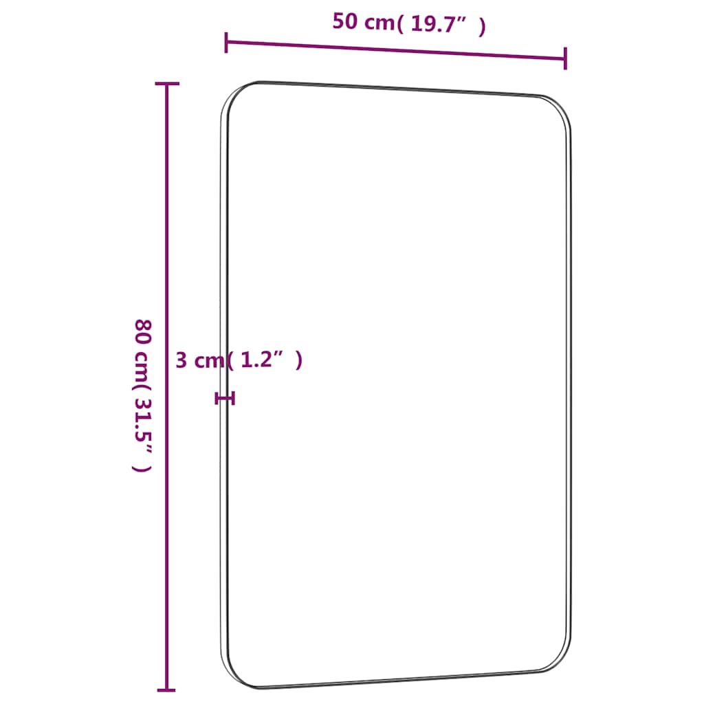 Väggspegel Svart 50x80 cm rektangulär