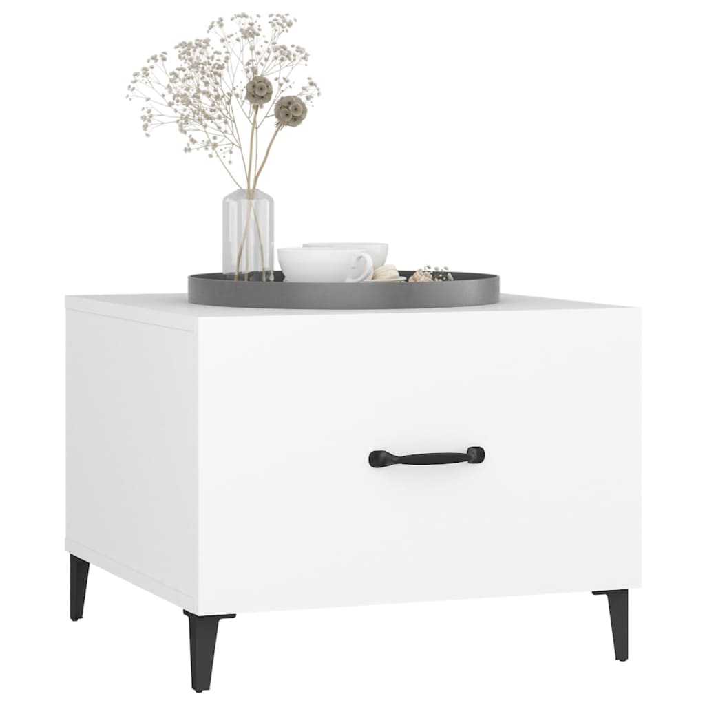 Sidobord Vit med metallben 2 st 50x50x40 cm