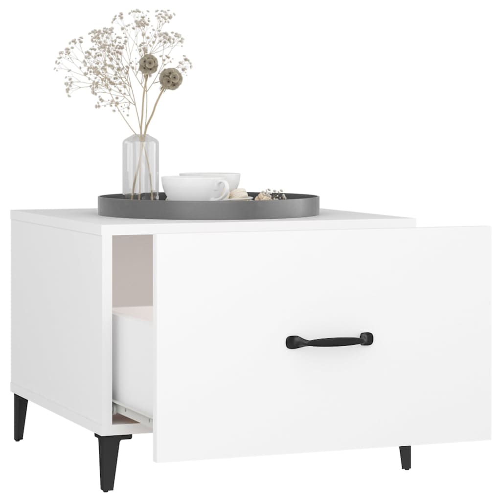 Sidobord Vit med metallben 2 st 50x50x40 cm