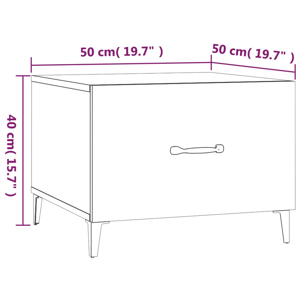 Sidobord Vit med metallben 2 st 50x50x40 cm