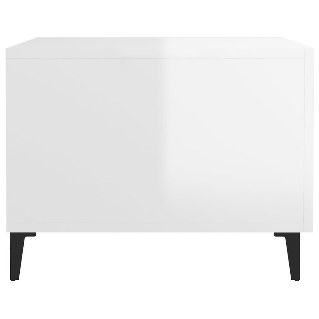 Sidobord Högglans Vit med metallben 2 st 50x50x40 cm