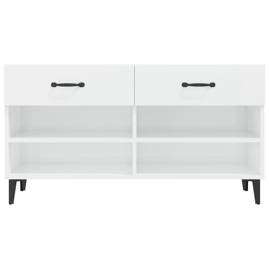 Skoställ Högglans Vit Skoskåp 102x35x55 cm