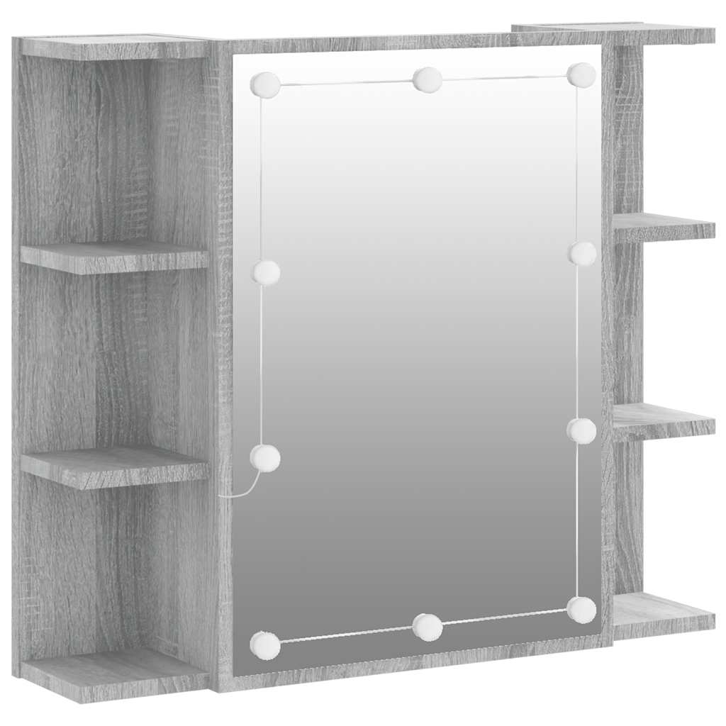 Badrumsspegel Spegelskåp LED Sonoma Grå 70x16,5x60 cm