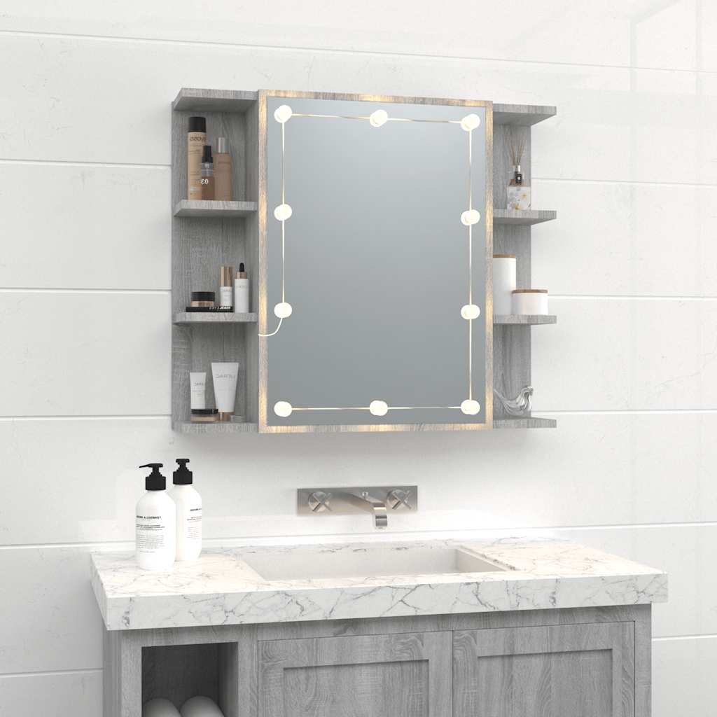 Badrumsspegel Spegelskåp LED Sonoma Grå 70x16,5x60 cm