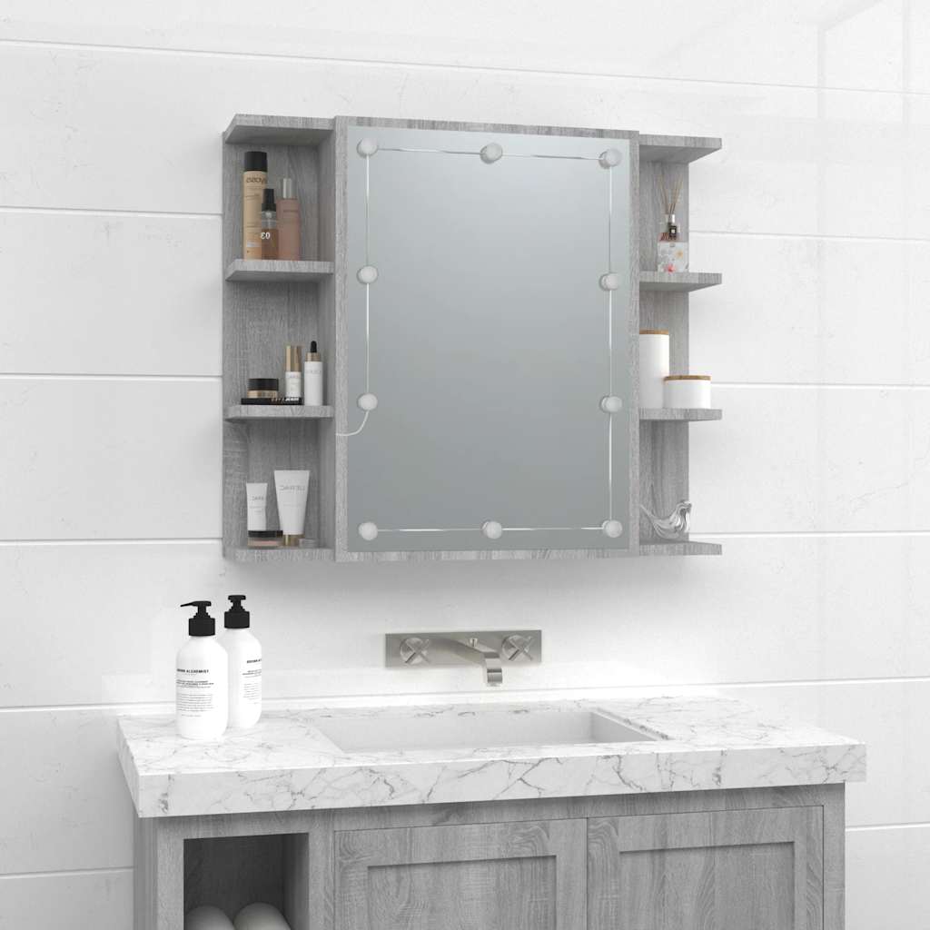 Badrumsspegel Spegelskåp LED Sonoma Grå 70x16,5x60 cm