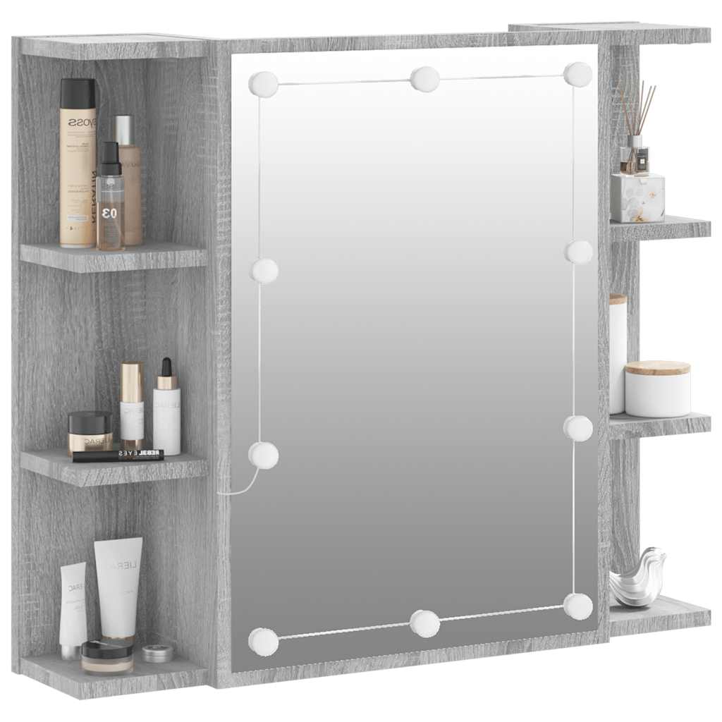Badrumsspegel Spegelskåp LED Sonoma Grå 70x16,5x60 cm