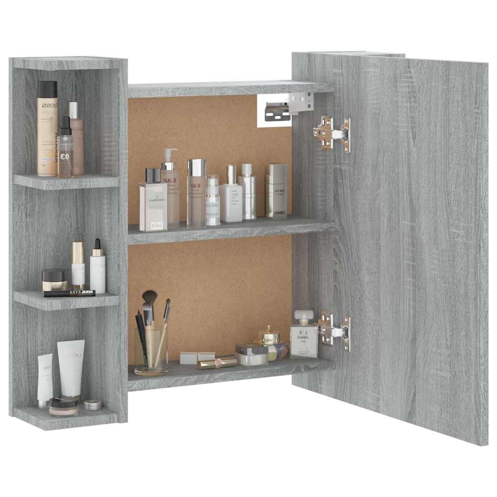Badrumsspegel Spegelskåp LED Sonoma Grå 70x16,5x60 cm