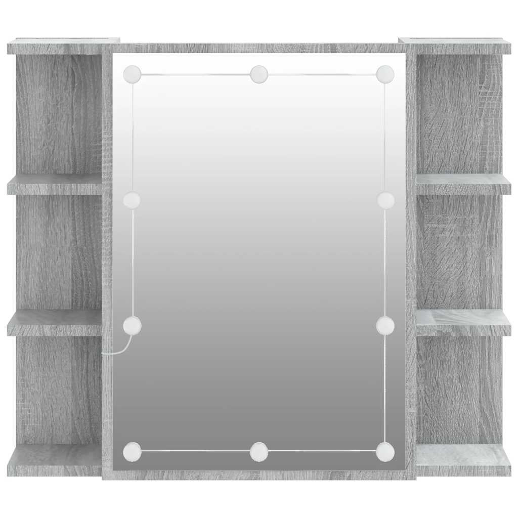 Badrumsspegel Spegelskåp LED Sonoma Grå 70x16,5x60 cm