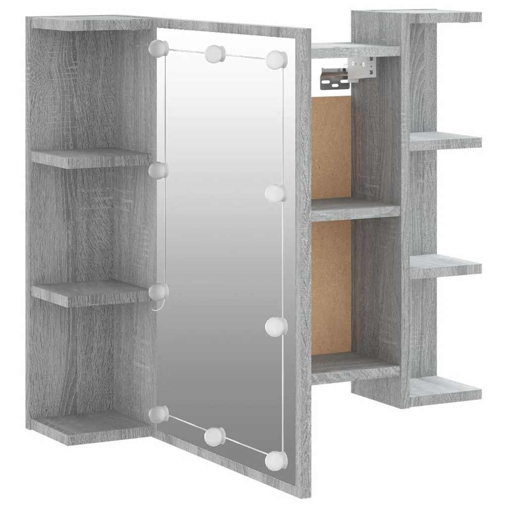 Badrumsspegel Spegelskåp LED Sonoma Grå 70x16,5x60 cm