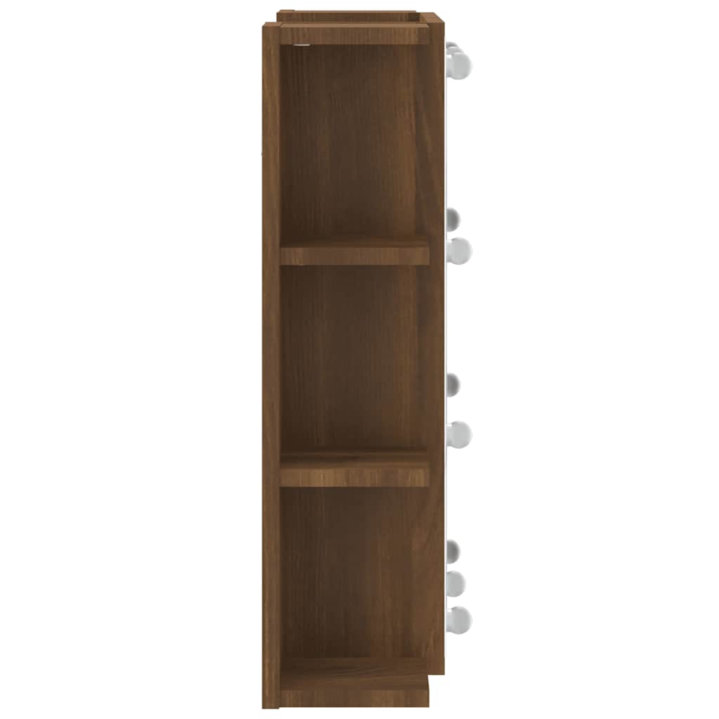 Badrumsspegel Spegelskåp LED Brun Ek 70x16,5x60 cm
