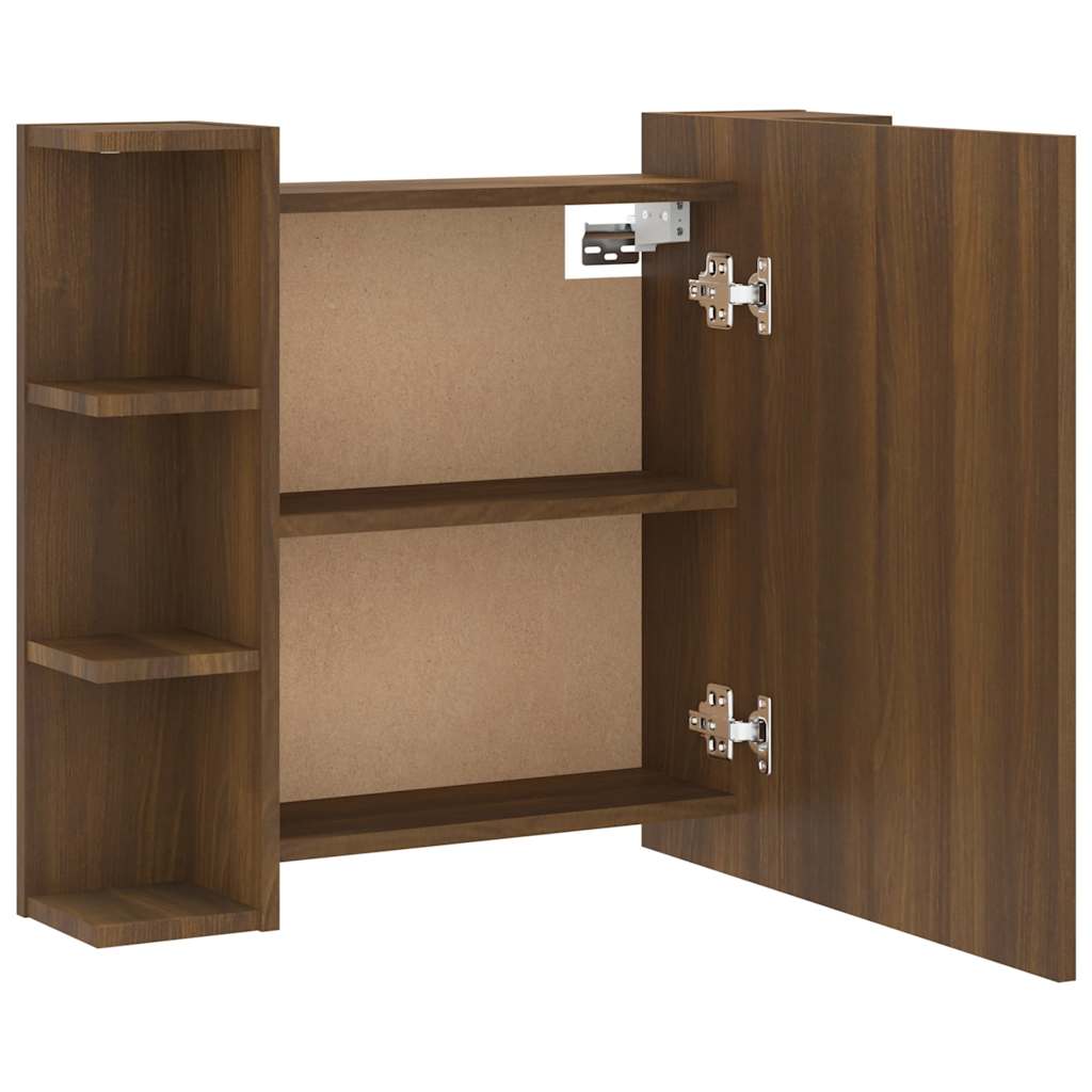 Badrumsspegel Spegelskåp LED Brun Ek 70x16,5x60 cm