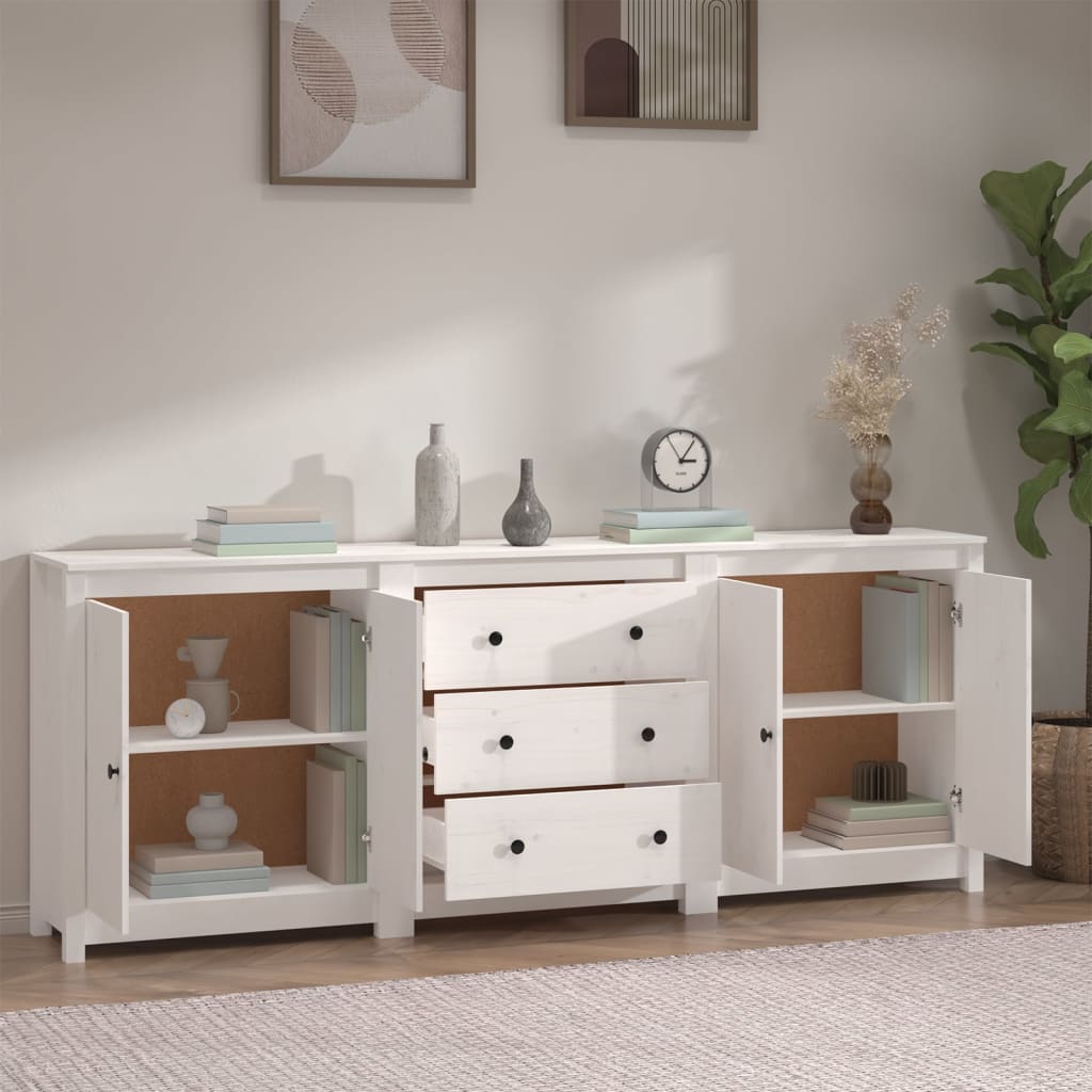 Skänk Vit 210x35x80 cm massiv furu