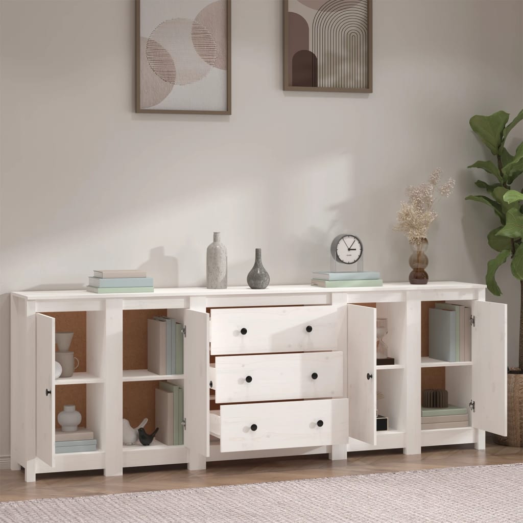 Skänk Vit 230x35x80 cm massiv furu