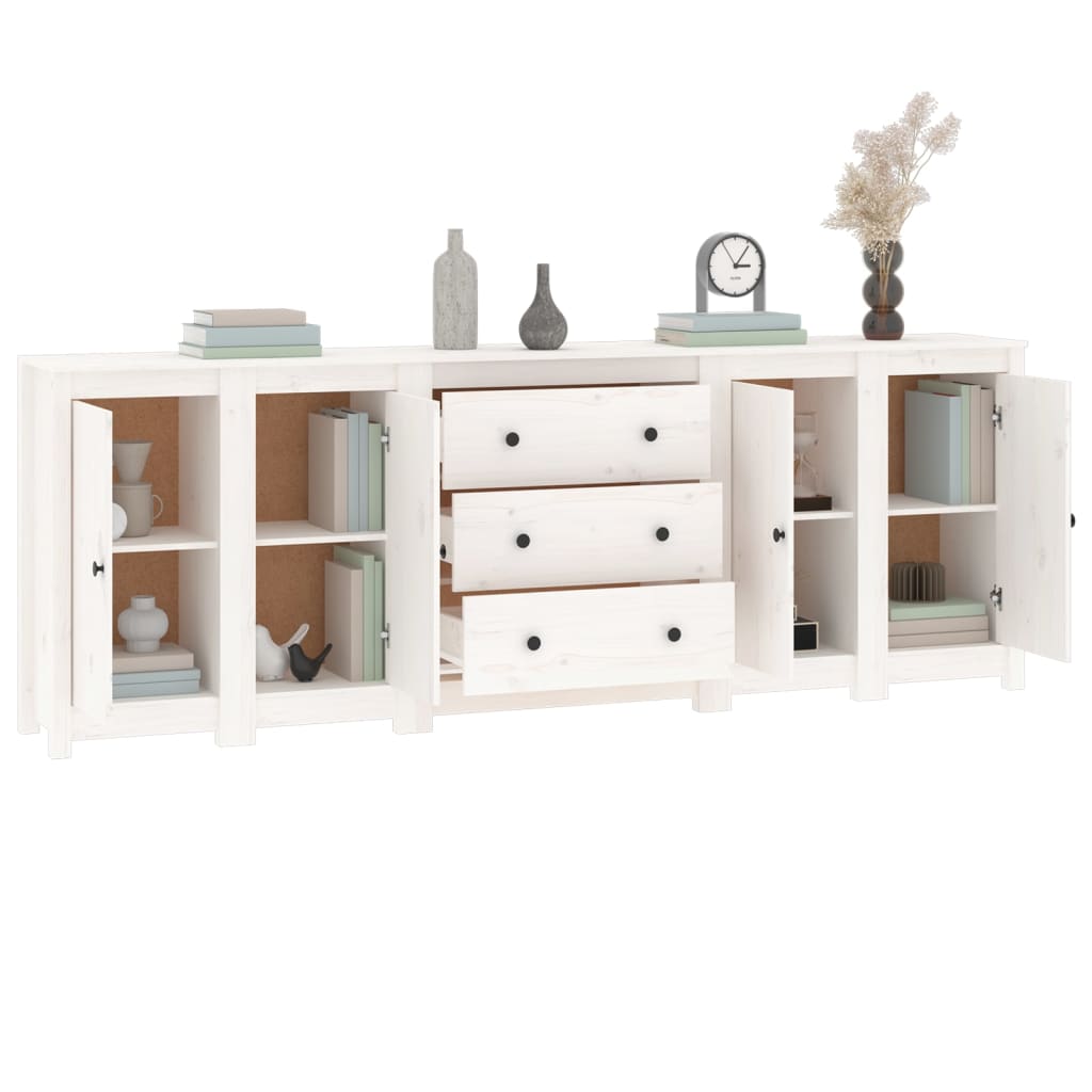 Skänk Vit 230x35x80 cm massiv furu