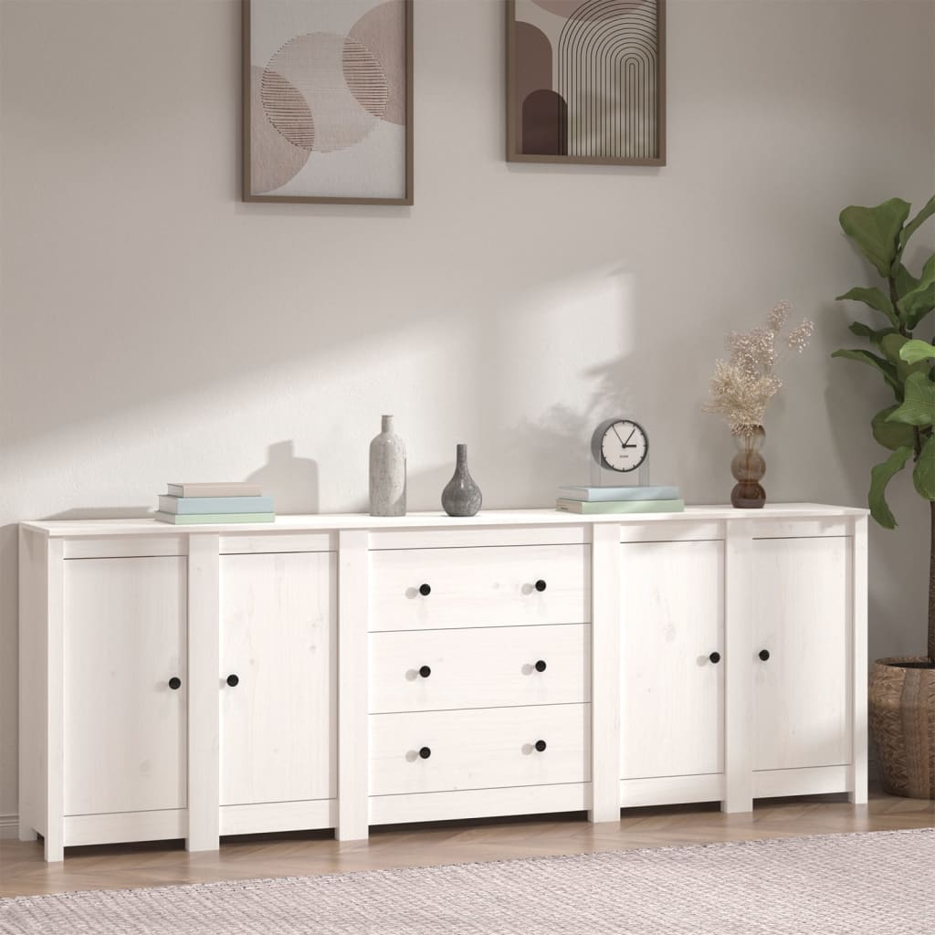 Skänk Vit 230x35x80 cm massiv furu