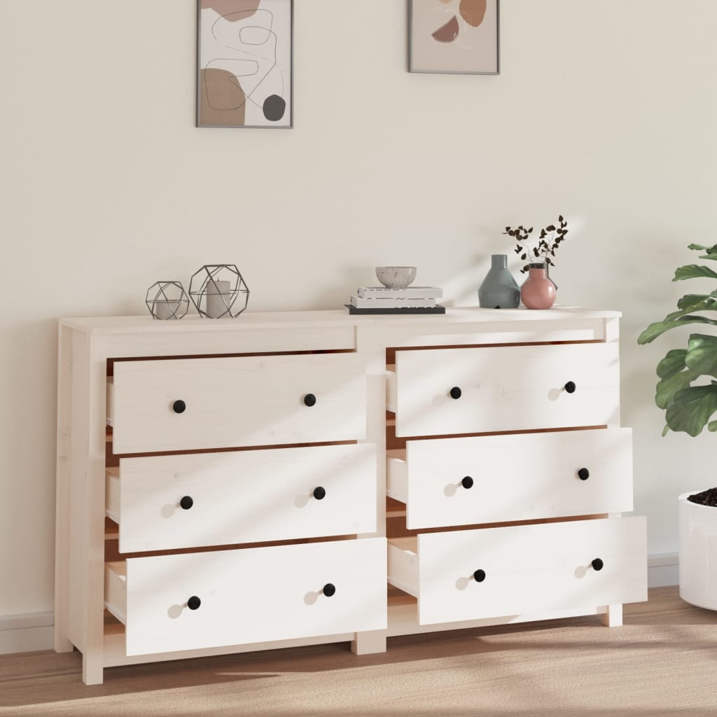 Skänk Vit 140x35x80 cm massiv furu