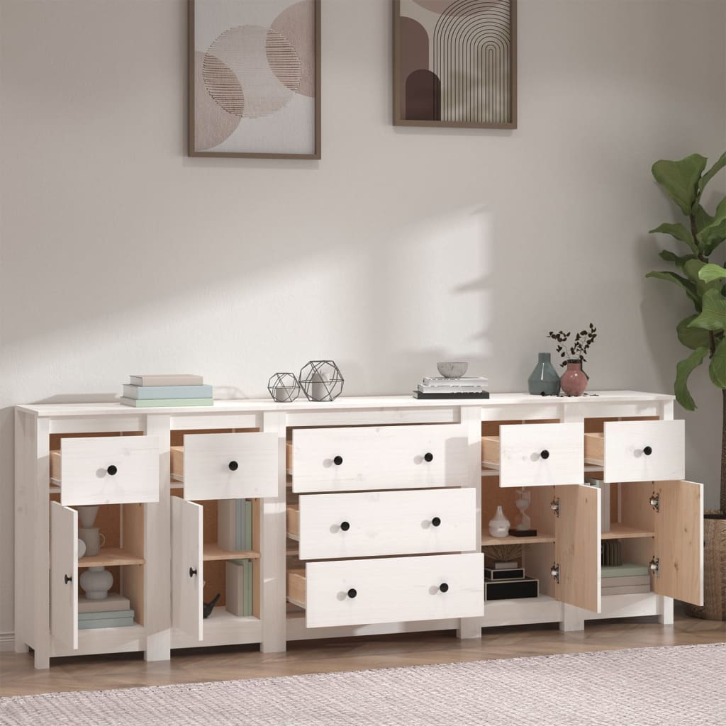 Skänk Vit 230x35x80 cm massiv furu