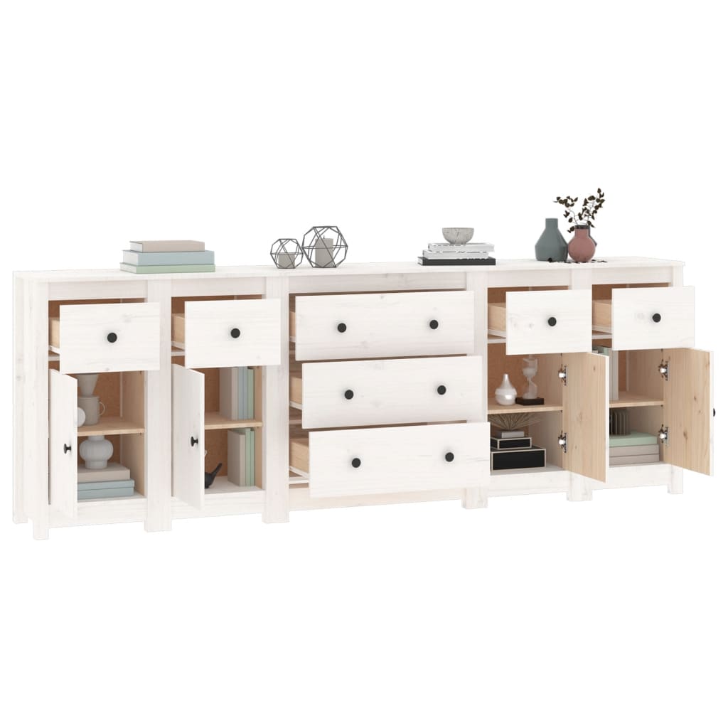 Skänk Vit 230x35x80 cm massiv furu