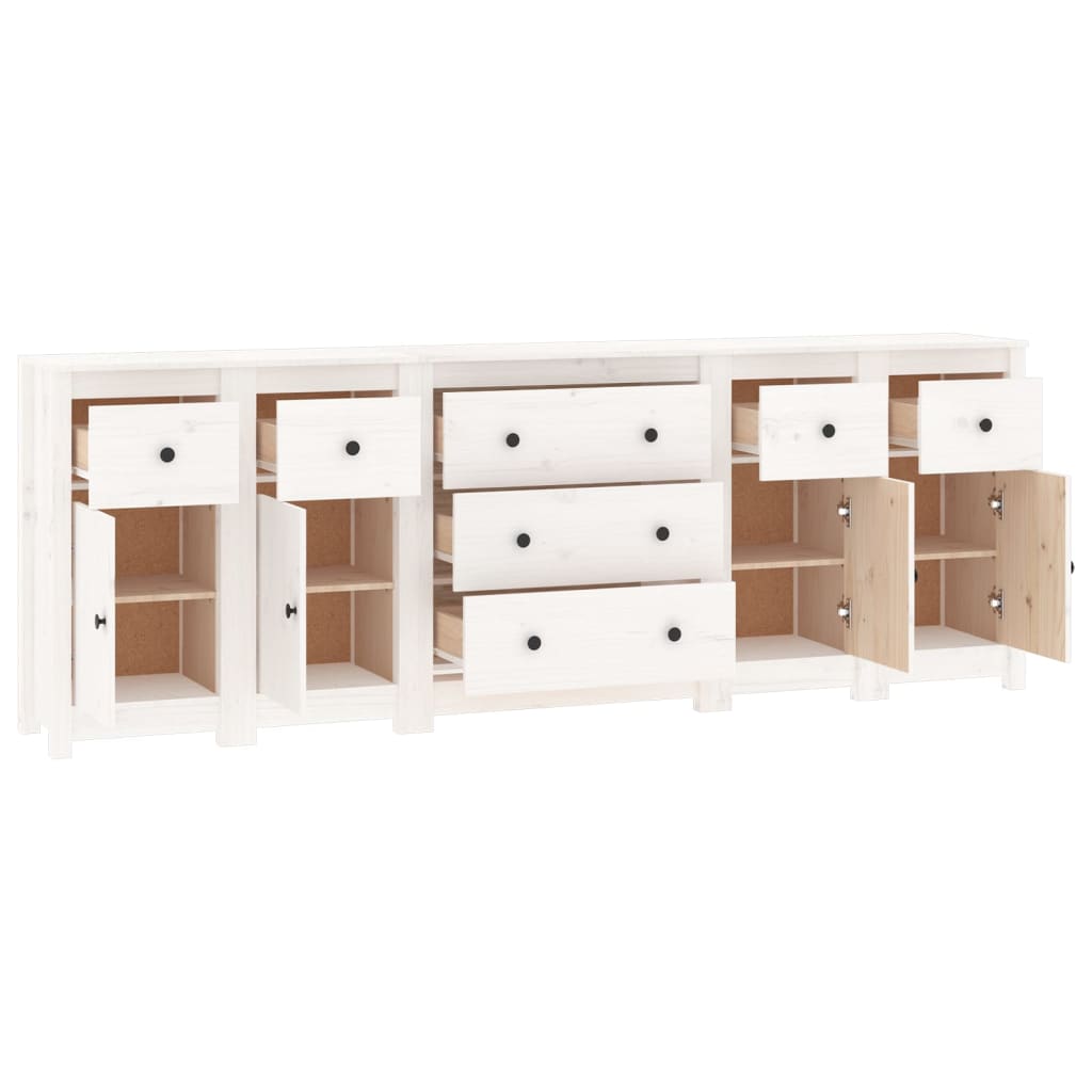 Skänk Vit 230x35x80 cm massiv furu