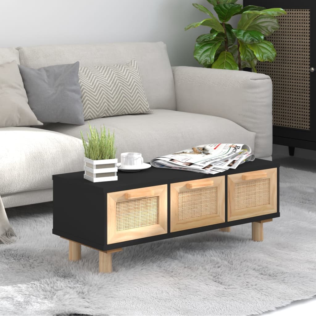 Sidobord Svart 80x40x30 cm massiv furu