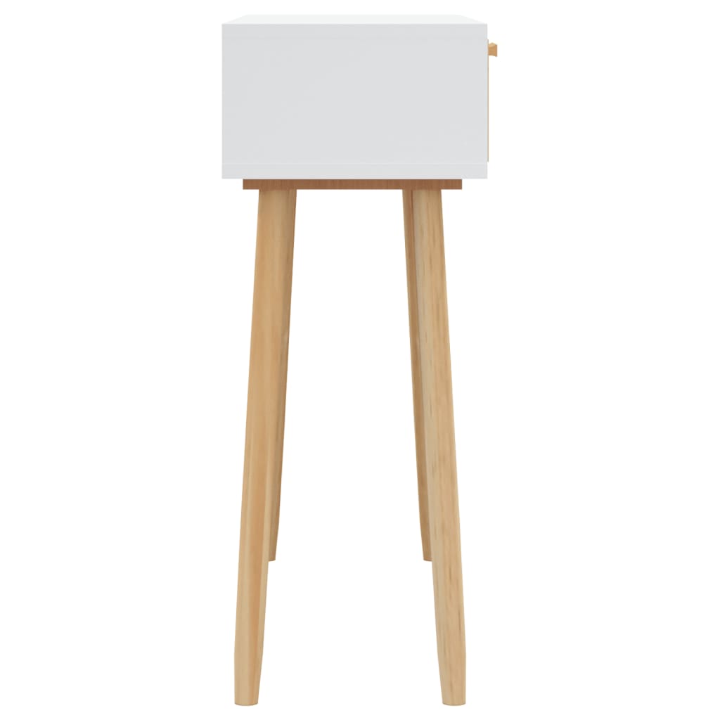Avlastningsbord Konsollbord Vit 80x30x75 cm massiv furu och naturlig rotting