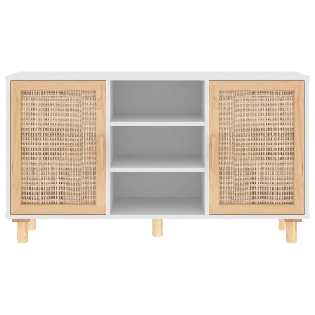 Skänk Vit 105x30x60 cm massiv furu och naturlig rotting