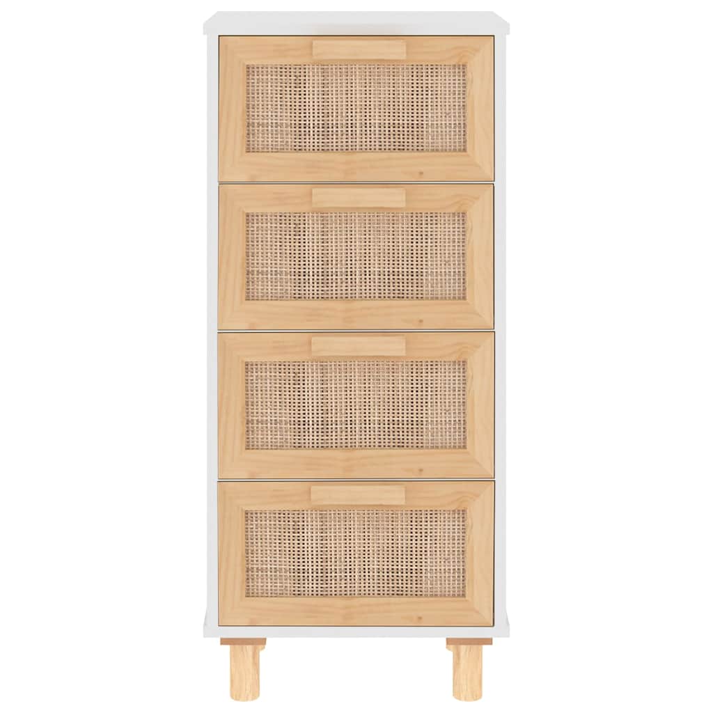 Skänk Vit 40x30x90 cm massiv furu och naturlig rotting