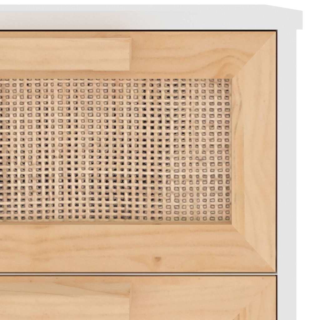 Skänk Vit 40x30x90 cm massiv furu och naturlig rotting