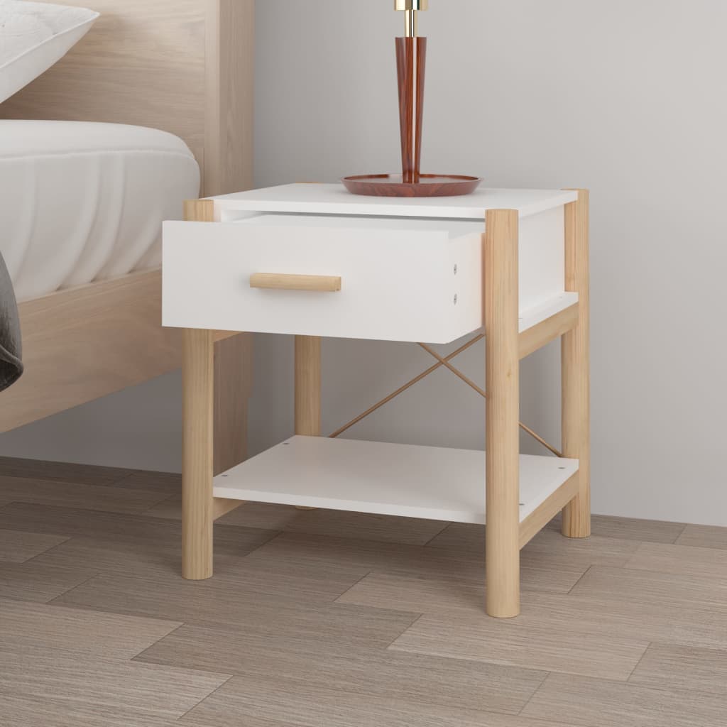 Sängbord 2 st vit 42x38x45 cm konstruerat trä